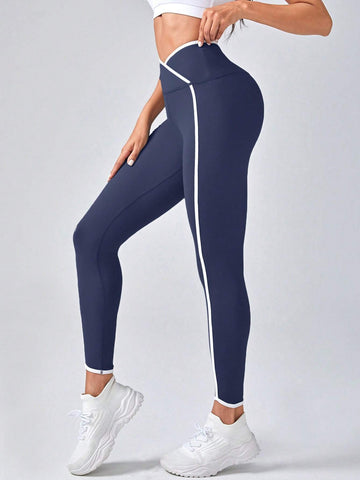 Yoga Trendy Contrast Binding Sports Leggings