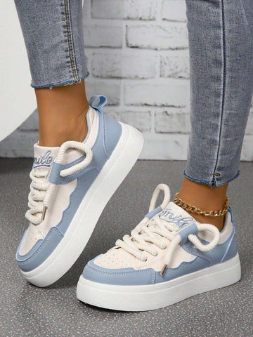 Fashionable Color-block White Sneakers