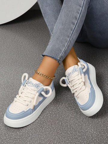 Fashionable Color-block White Sneakers