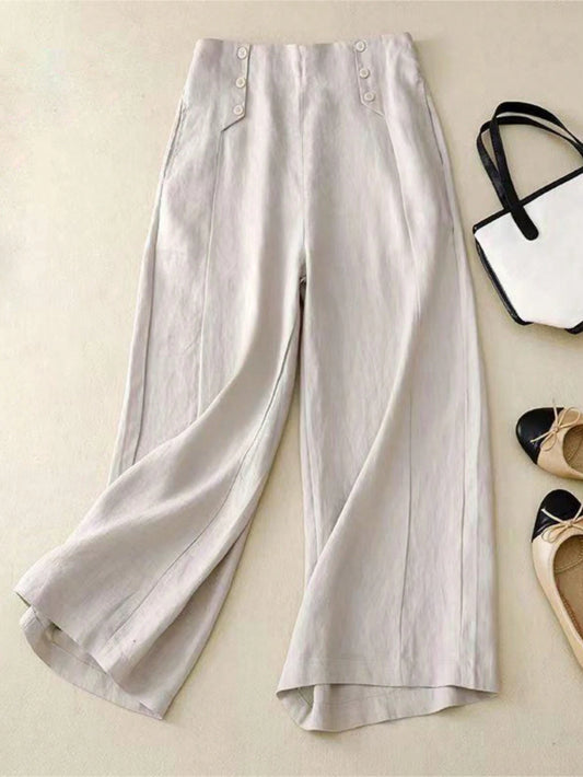 Women's Solid Color Casual Wide Leg Pants