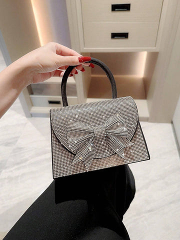 Moonlit EveBag Women's Sparkling Rhinestone Evening Clutch Bag With Bowknot & Rhinestone Design