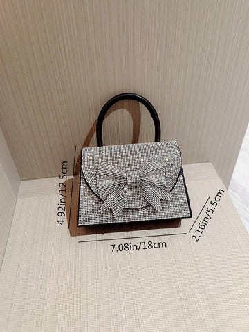 Moonlit EveBag Women's Sparkling Rhinestone Evening Clutch Bag With Bowknot & Rhinestone Design