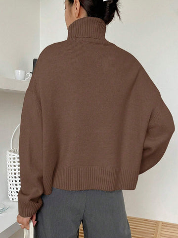 DAZY Turtleneck Drop Shoulder Sweater