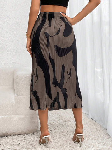 Firerie Graphic Print Plisse Long Skirt