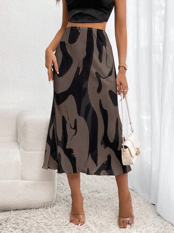 Firerie Graphic Print Plisse Long Skirt