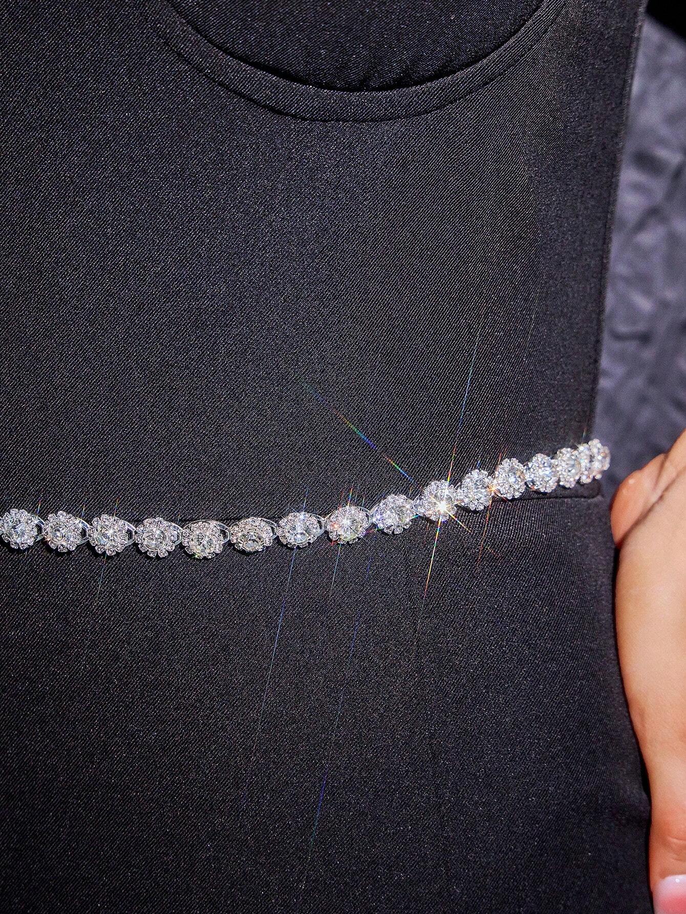 Rhinestone Decor Chain Belt Party