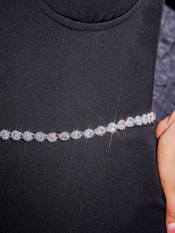Rhinestone Decor Chain Belt Party