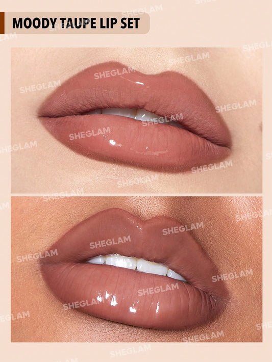 SHEGLAM Soft 90'S Glam Lip Liner And Lip Duo Set-Moody Taupe Lip Set