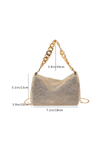 Lightweight, Business Casual Rhinestone Decor Bucket Bag Mini Drawstring Design