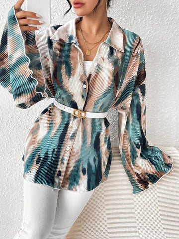Commute Random Floral Print Flare Sleeve Shirt