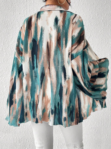 Commute Random Floral Print Flare Sleeve Shirt
