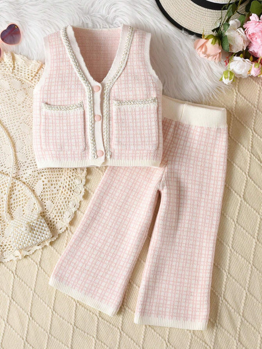 Young Girl Plaid Sweater Set