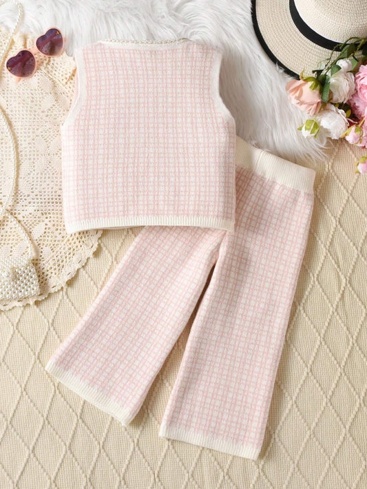 Young Girl Plaid Sweater Set