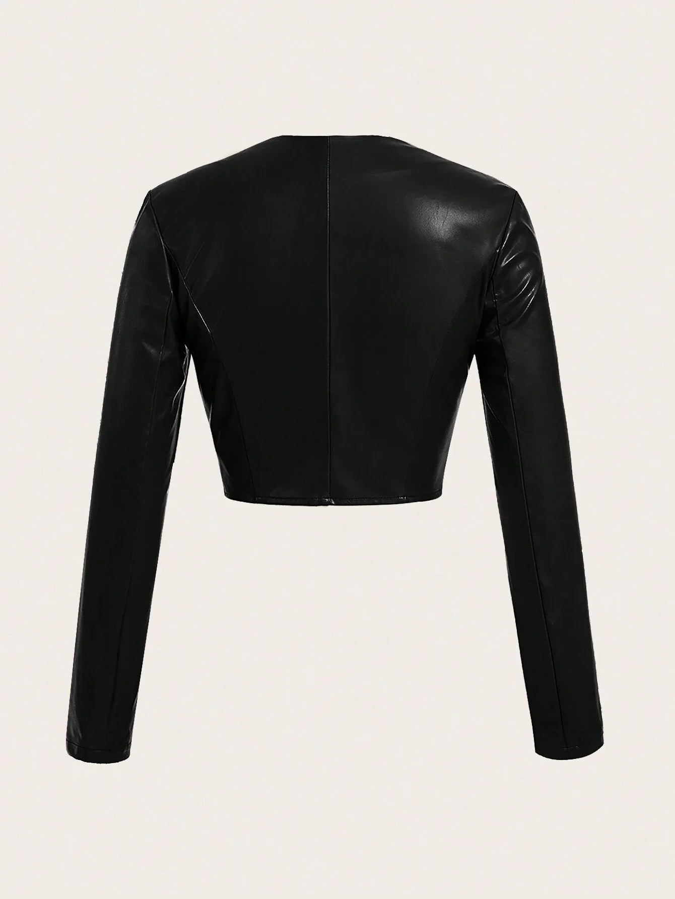 Cut Out Front PU Leather Crop Top