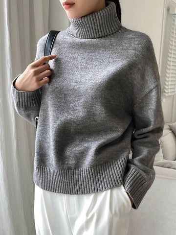 DAZY Turtleneck Drop Shoulder Sweater