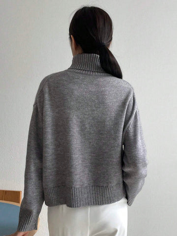 DAZY Turtleneck Drop Shoulder Sweater