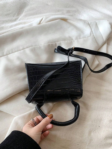 Lightweight,Business Casual Spring and summer fashion atmosphere goddess Fan bright face versatile hand-held shoulder diagonal across armpit commuter stone pattern mini lipstick mobile phone small square bag