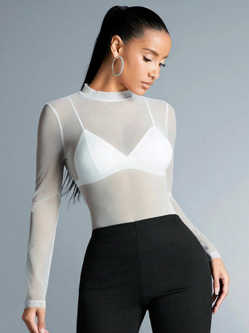 BAE Women's Sheer Mesh Top