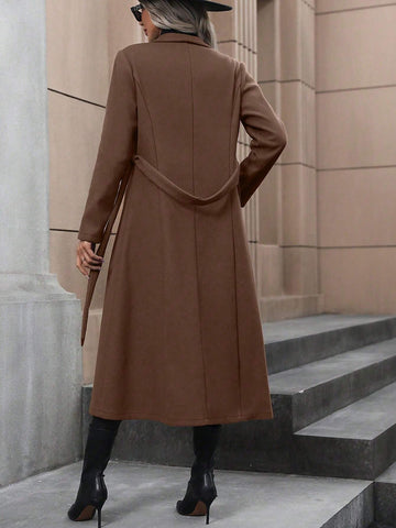 Clasi Waterfall Collar Belted Overcoat