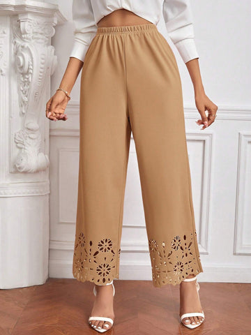 Privé Laser Cut Out Wide Leg Pants