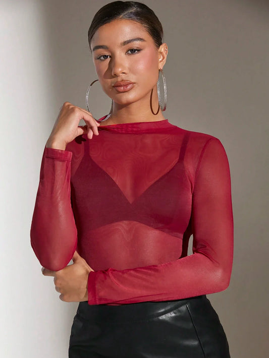 BAE Women's Sheer Mesh Top