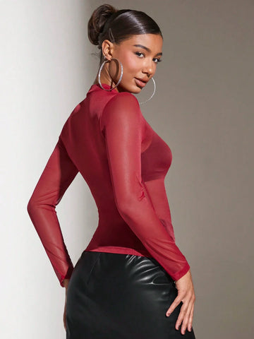 BAE Women's Sheer Mesh Top