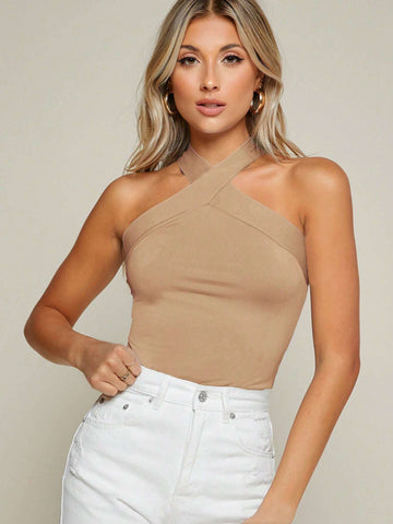 BAE Form-Fitting Crisscross Halter Top