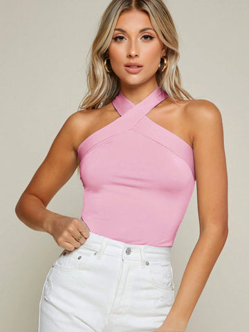 BAE Form-Fitting Crisscross Halter Top