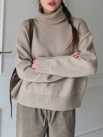 DAZY Turtleneck Drop Shoulder Sweater