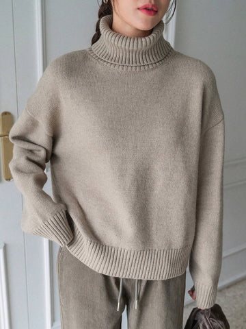 DAZY Turtleneck Drop Shoulder Sweater