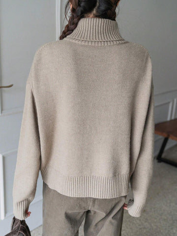 DAZY Turtleneck Drop Shoulder Sweater