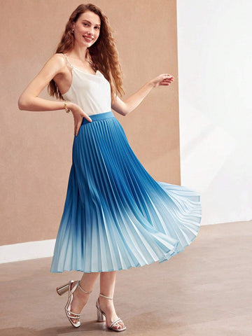 MOTF PREMIUM WOVEN WOMEN'S OMBRE PLEATED SKIRT