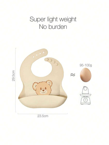 1pc Children's Cartoon Animal Waterproof, Anti-Smudge, Leak-Proof Silicone Bib