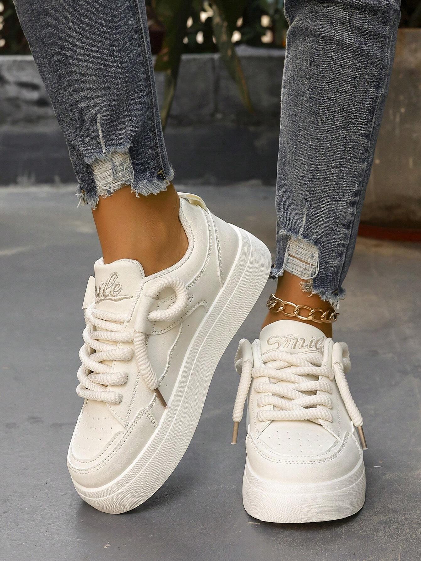 Fashionable Color-block White Sneakers