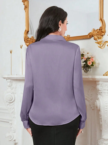 Modely Women's Solid Color Lantern Sleeve Shirt