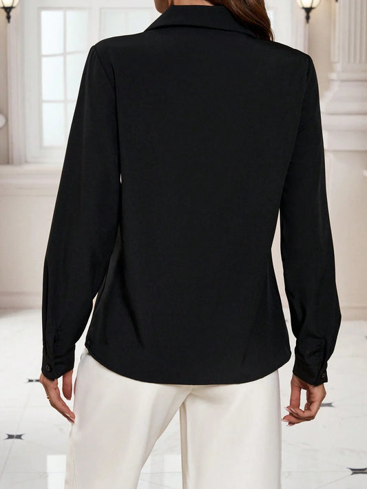 Clasi Contrast Color Shiny Panel Long Sleeve Shirt