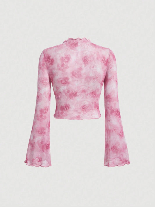MOD Women's Floral Print Bell Sleeve Top
