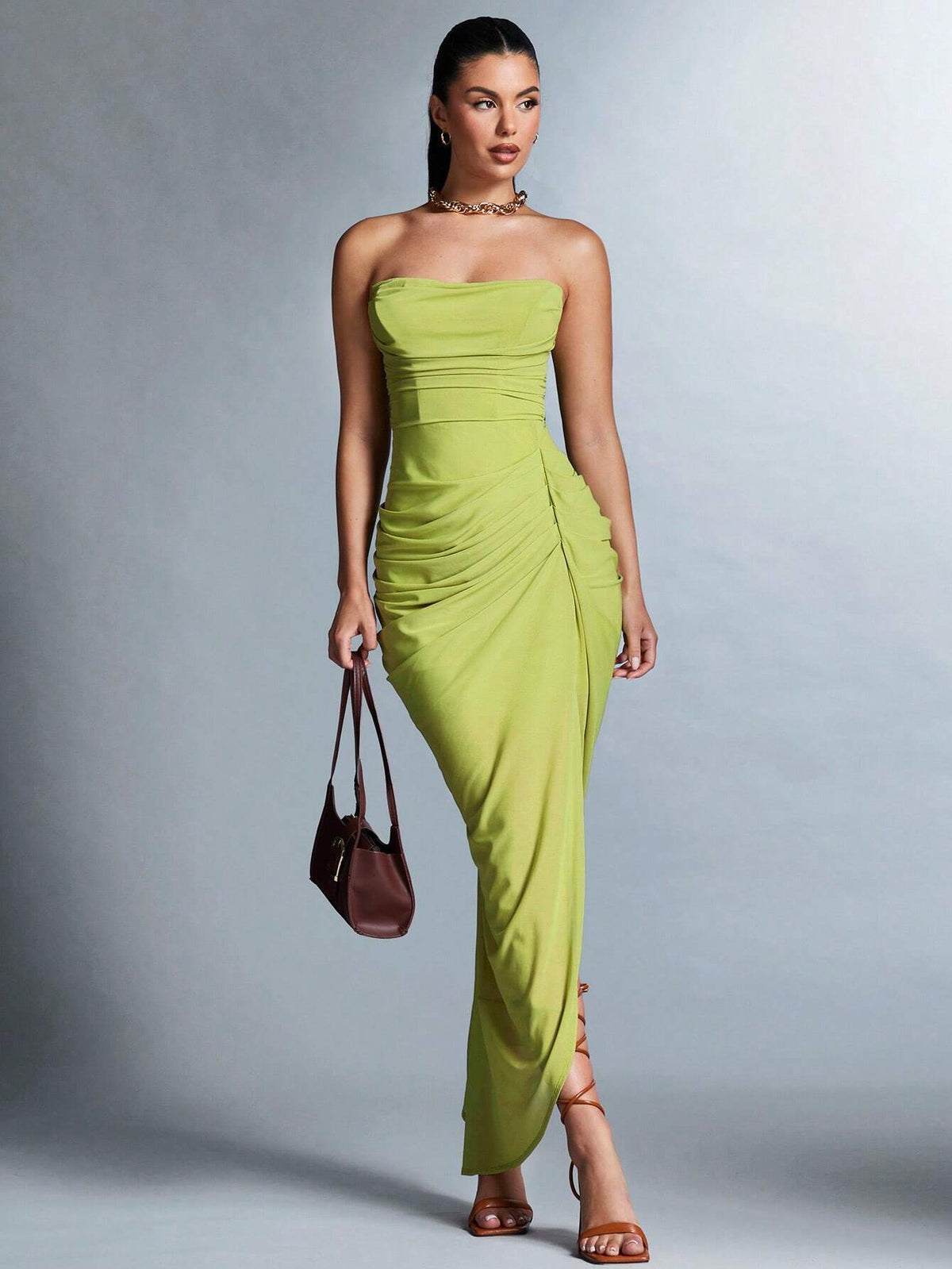 BAE High Slit Strapless Dress