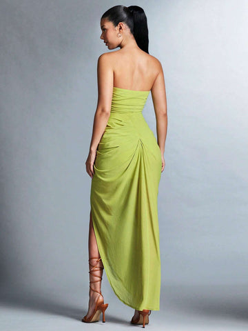 BAE High Slit Strapless Dress