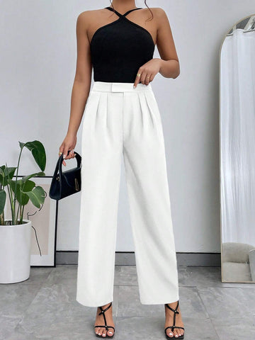 Privé Solid Color Slant Pocket Trousers