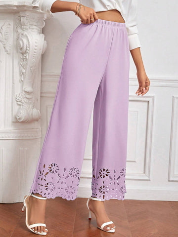 Privé Laser Cut Out Wide Leg Pants