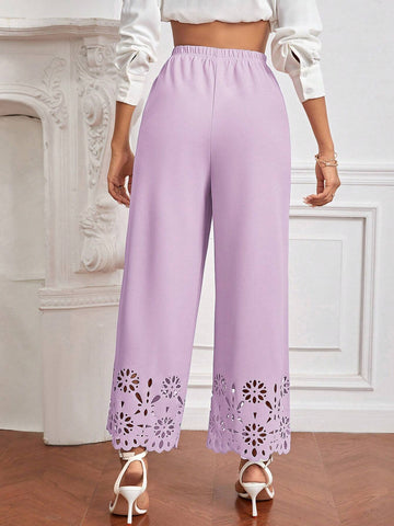 Privé Laser Cut Out Wide Leg Pants