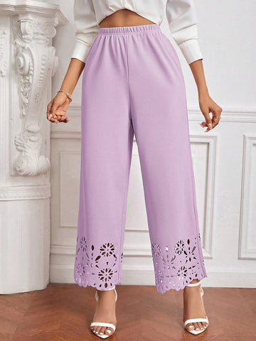 Privé Laser Cut Out Wide Leg Pants