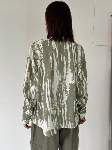 DAZY Brush Print Drop Shoulder Shirt