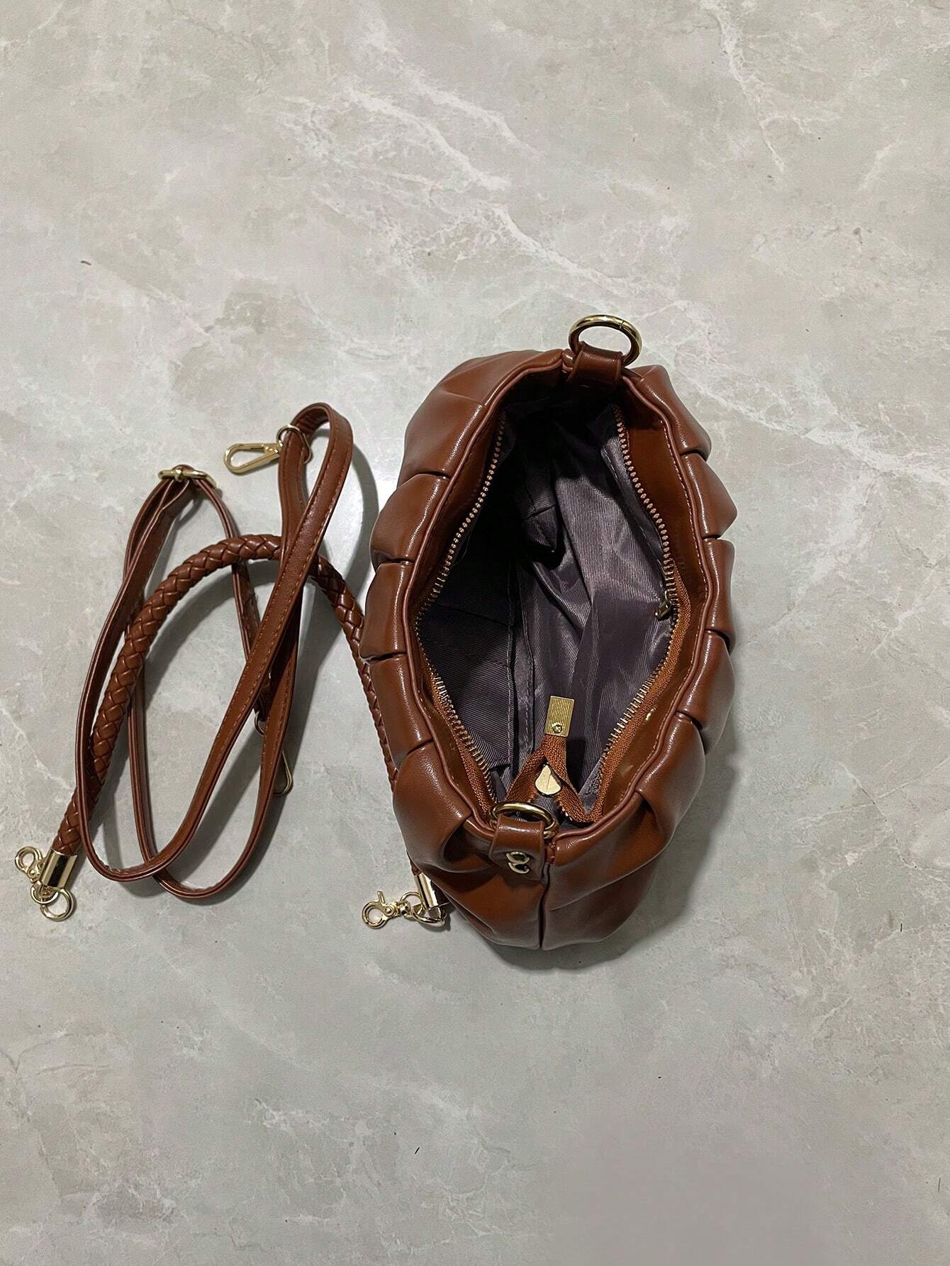 Fashion Pleated Pu Leather Shoulder Bag
