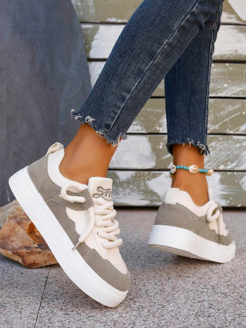 Fashionable Color-block White Sneakers