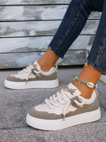 Fashionable Color-block White Sneakers