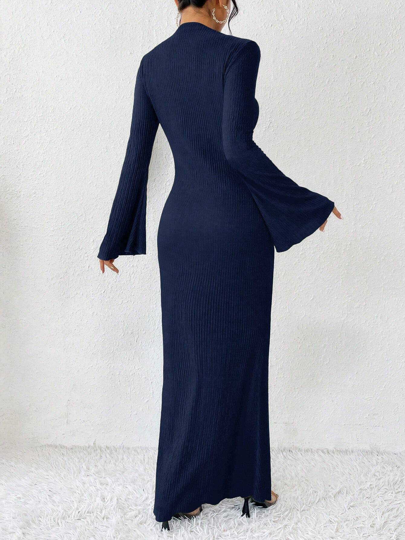 Raffinéa Solid Color Trumpet Sleeve Mermaid Dress