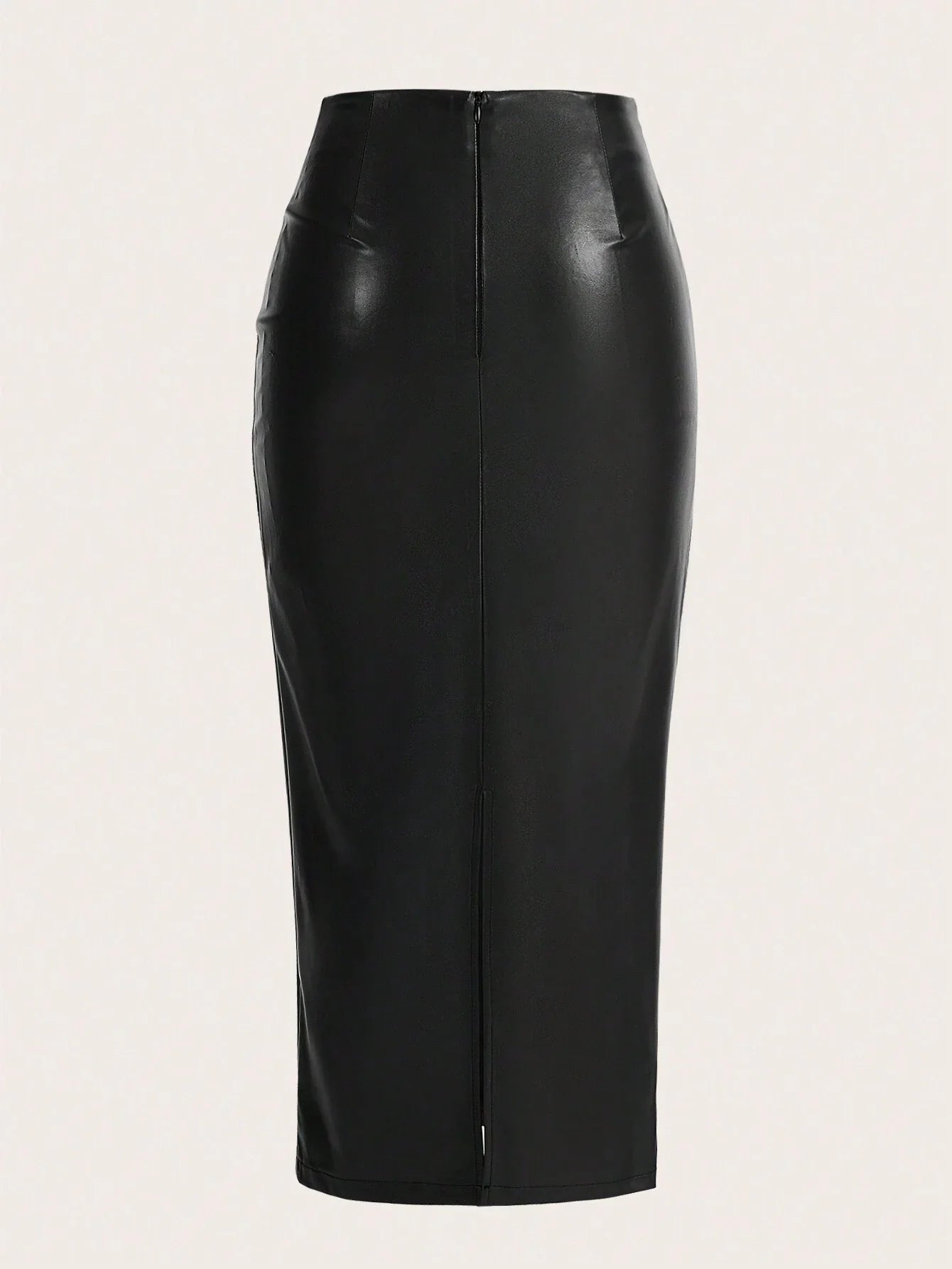 Raffin�a Solid Color Pleated Back Zipper Slit Skirt