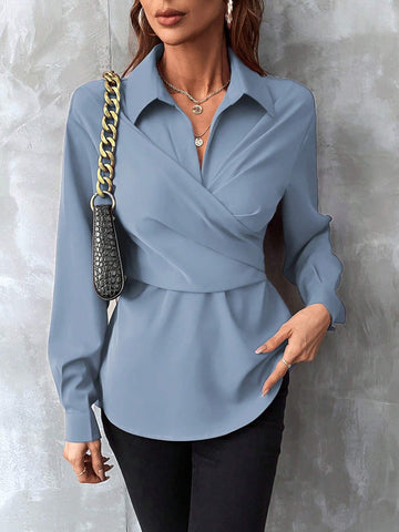 Clasi Cross Detail Long Sleeve Blouse